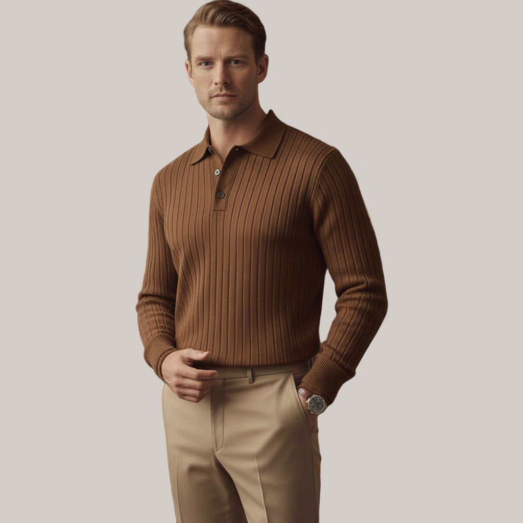 Long Sleeve Knit Polo